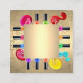 爪、 ネイルポーランドボトルフレーム | 高級金ゴールド スクエア名刺 (裏面)