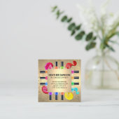 爪、 ネイルポーランドボトルフレーム | 高級金ゴールド スクエア名刺 (スタンド正面)