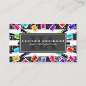 爪、 ネイルポーランドボトル | モノグラムとストライプ | アプト 予約カード (正面)