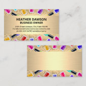 爪、 ネイルポーランドボトル | 金属金ゴールド | 金ゴールド斑点 名刺 (正面/裏面)