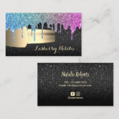 爪、 ネイルポーランドユニコーングリッタードリップスシックマニキュリスト 名刺 (正面/裏面)