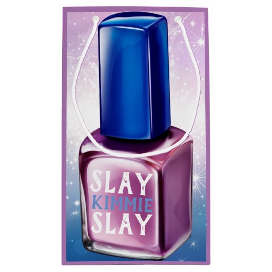 爪、 ネイルポーランド紫|青とスパークル|カスタムスパ スモールペーパーバッグ (裏面)