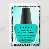 爪、 ネイルポーランド誕生日招待状ティール（緑がかった色）爪、 ネイルポーランド 招待状 (正面/裏面)