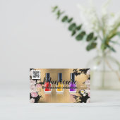 爪、 ネイルポーランド | 金ゴールド花 | QRコード 予約カード (スタンド正面)