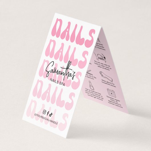 爪、 ネイルマニキュアアフターケアレトロピンクロゴ爪、 ネイルスパ 名刺 (正面)