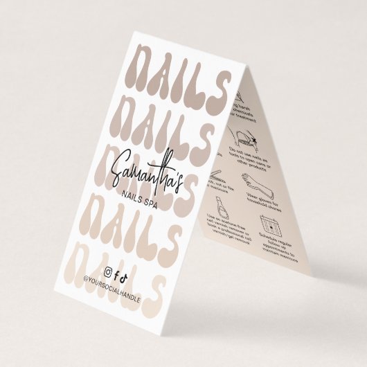 爪、 ネイルマニキュアアフターケアレトロベージュロゴ爪、 ネイルスパ 名刺 (正面)