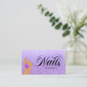 爪、 ネイルマニキュアテックパープルグラムグリッターネイルアーティスト 名刺 (スタンド正面)