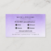 爪、 ネイルマニキュアテックパープルグラムグリッターネイルアーティスト 名刺 (裏面)