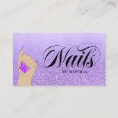 爪、 ネイルマニキュアテックパープルグラムグリッターネイルアーティスト 名刺 (正面)