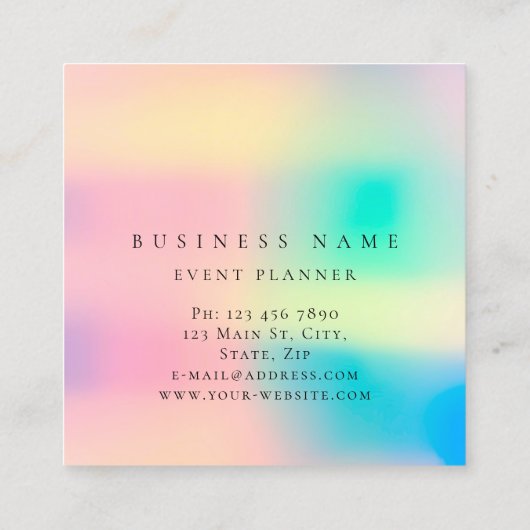 爪、 ネイルマニキュアプロフェッショナル自筆証書グラデーション スクエア名刺 (裏面)