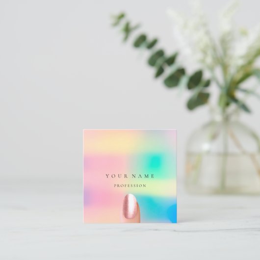 爪、 ネイルマニキュアプロフェッショナル自筆証書グラデーション スクエア名刺 (スタンド正面)