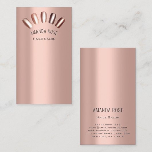 爪、 ネイルマニキュアペディキュアスキニーバラ金ゴールドプロ 名刺 (正面/裏面)