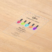 爪、 ネイルマニキュアペディキュアマニペディガールスパ誕生日 アクリル招待状 (レイダウン)