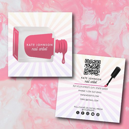 爪、 ネイルマニキュアペディキュア美しいネイルアーティストレトロ スクエア名刺