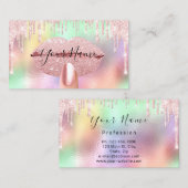 爪、 ネイルマニキュア化粧ホログラフィックキスリップピンク 名刺 (正面/裏面)