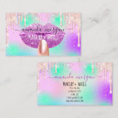 爪、 ネイルマニキュア化粧ホログラフグリッターピンキー 名刺 (正面/裏面)