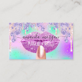 爪、 ネイルマニキュア化粧ホログラフリップグリッターブルー 名刺