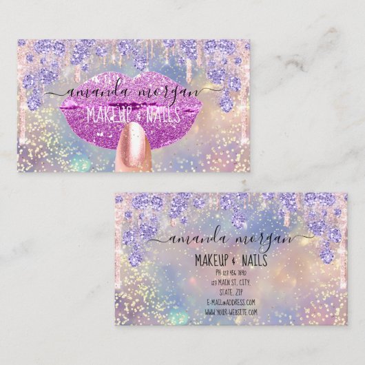 爪、 ネイルマニキュア化粧ホログラフリップグリッター金ゴールド 名刺 (正面/裏面)