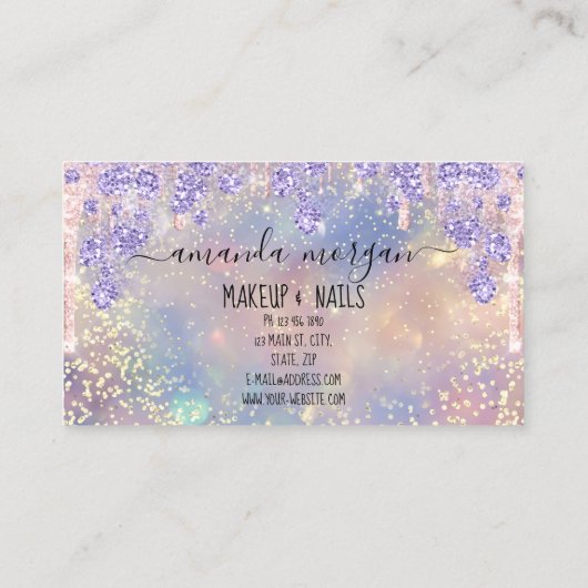 爪、 ネイルマニキュア化粧ホログラフリップグリッター金ゴールド 名刺 (裏面)