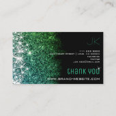 爪、 ネイルマニキュア発光ティール（緑がかった色）グリッター星モダン 名刺 (裏面)