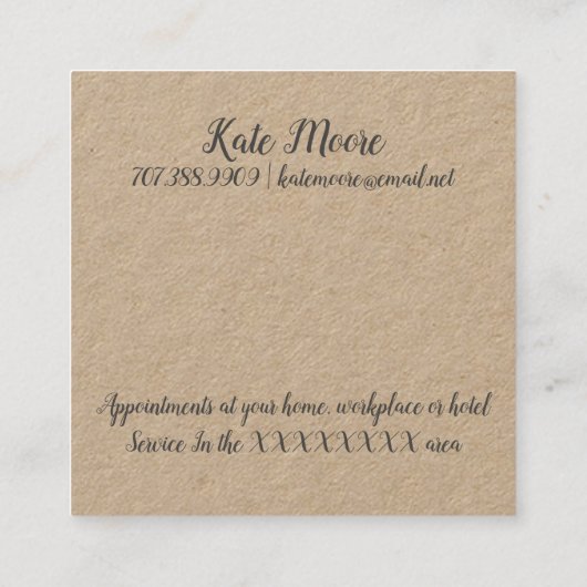 爪、 ネイルマニキュリストまたはペディキュリスト美しいサービス スクエア名刺 (裏面)