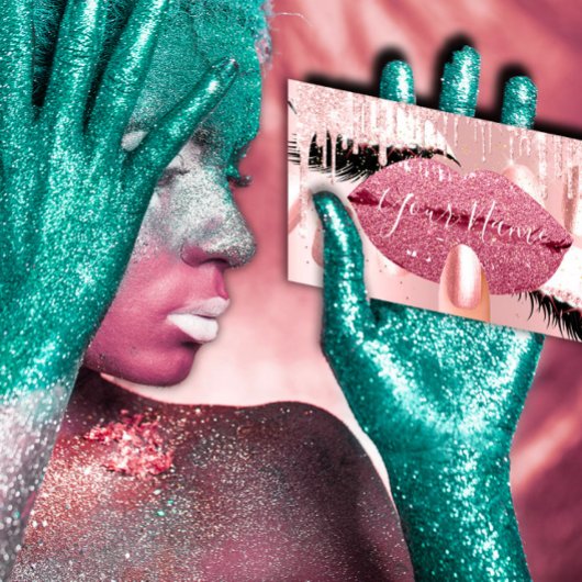 爪、 ネイルメイクアップアーティストバラキスリップピンクの点滅 名刺