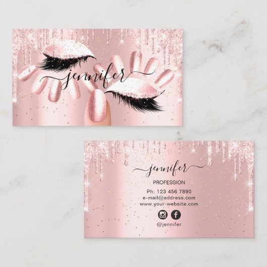 爪、 ネイルメイクアップアーティストバラグラキスリップバラグリット 名刺 (正面/裏面)