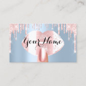 爪、 ネイルメイクアップアーティストバラドリップスキスリップピンクブルー 名刺 (正面)