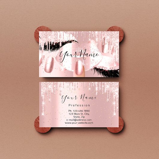 爪、 ネイルメイクアップアーティストバラドリップスキスリップピンクラッシュ 名刺