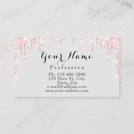 爪、 ネイルメイクアップアーティストバラドリップスグレーピンクキス 名刺 (裏面)