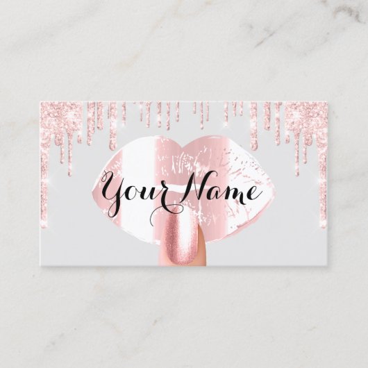 爪、 ネイルメイクアップアーティストバラドリップスグレーピンクキス 名刺 (正面)