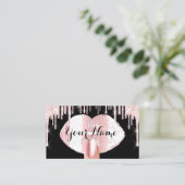 爪、 ネイルメイクアップアーティストバラドリップスブラックピンクキス 名刺 (スタンド正面)