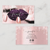 爪、 ネイルメイクアップアーティストバラパープルキスリップバラ 名刺 (正面/裏面)