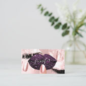 爪、 ネイルメイクアップアーティストバラパープルキスリップバラ 名刺 (スタンド正面)