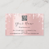 爪、 ネイルメイクアップアーティストピンクキスリップラッシュQRCODEロゴ 名刺 (裏面)