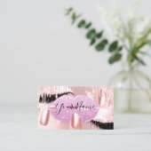 爪、 ネイルメイクアップアーティストピンクキスリップラッシュQRCODEロゴ 名刺 (スタンド正面)