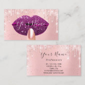 爪、 ネイルメイクアップアーティストピンクドリップキスリップベリーVIP 名刺 (正面/裏面)