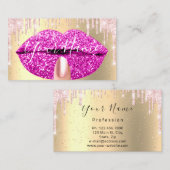爪、 ネイルメイクアップアーティストピンクドリップスキスリップ明るい赤紫色 名刺 (正面/裏面)