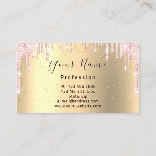 爪、 ネイルメイクアップアーティストピンクドリップスキスリップ明るい赤紫色 名刺 (裏面)