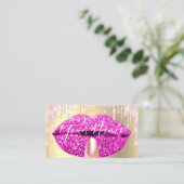 爪、 ネイルメイクアップアーティストピンクドリップスキスリップ明るい赤紫色 名刺 (スタンド正面)