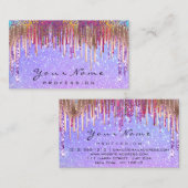 爪、 ネイルメイクアップアーティストホログラフィードリップグリッターピンク 名刺 (正面/裏面)