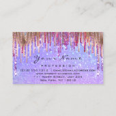 爪、 ネイルメイクアップアーティストホログラフィードリップグリッターピンク 名刺 (裏面)