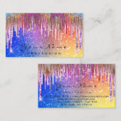 爪、 ネイルメイクアップアーティストホログラフドリップグリッターレインボ 名刺 (正面/裏面)