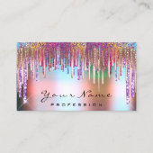 爪、 ネイルメイクアップアーティストホログラフバラパープルグリッター 名刺 (正面)