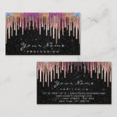 爪、 ネイルメイクアップアーティストホログラフバラブラック 名刺 (正面/裏面)