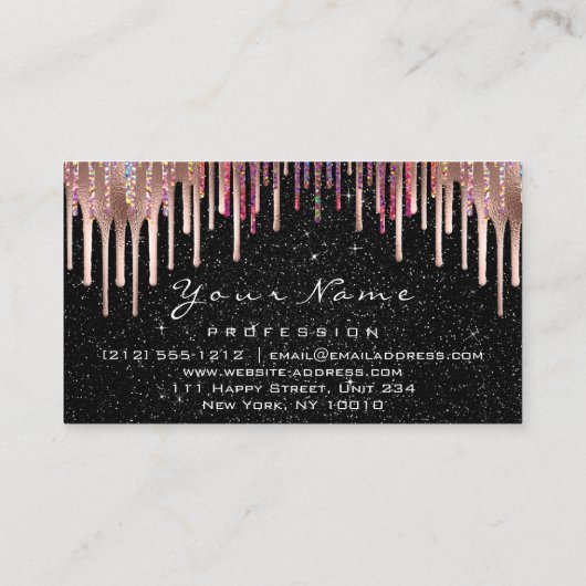 爪、 ネイルメイクアップアーティストホログラフバラブラック 名刺 (裏面)