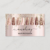 爪、 ネイルメイクアップアーティストラッシュバラ金ゴールド乾燥 名刺 (正面)