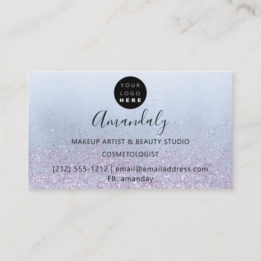 爪、 ネイルメイクアップアーティストラッシュロゴドリップブルー 名刺 (裏面)