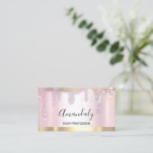 爪、 ネイルメイクアップアーティストラッシュロゴピンクドリップ 名刺 (スタンド正面)