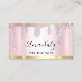 爪、 ネイルメイクアップアーティストラッシュロゴピンクドリップ 名刺 (正面)